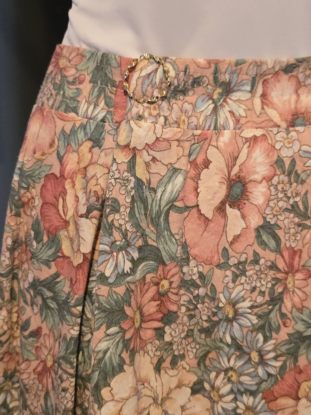 90s Vintage Floral Maxi Skirt With Pockets - Pink & Green Floral - Picture 4 of 13